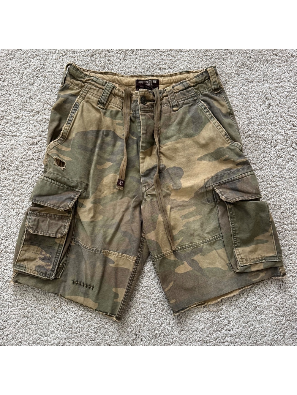 Abercrombie & Fitch Y2K Cargo Shorts Mens 32 Camo Vintage Fatigues Paratrooper